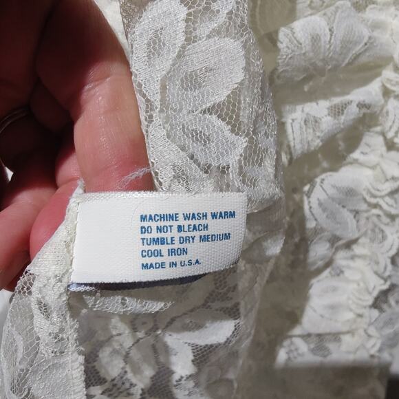 Vintage Women's Sz M Lady Cameo Ivory Lace Bed Jacket Short Robe Ruffle Trim - Picture 5 of 7